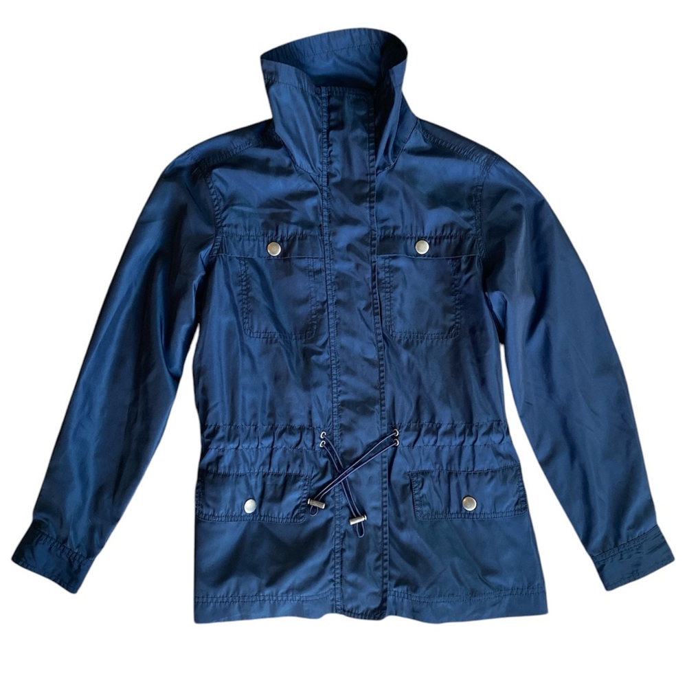 Coldwater Creek EUC Shiny Blue Cinched Waist Windbreaker, Women’s PXS